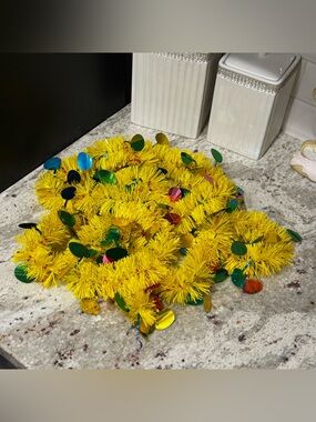 Yellow Easter Egg Tinsel Garland with Metallic Confetti